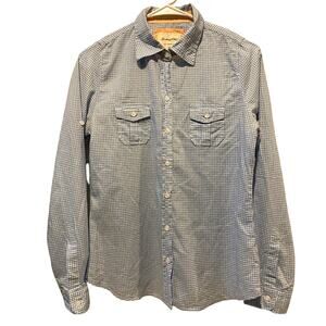 Forever 21 Gingham Plaid Button Up Shirt Small Blue White Cotton Western Cowgirl